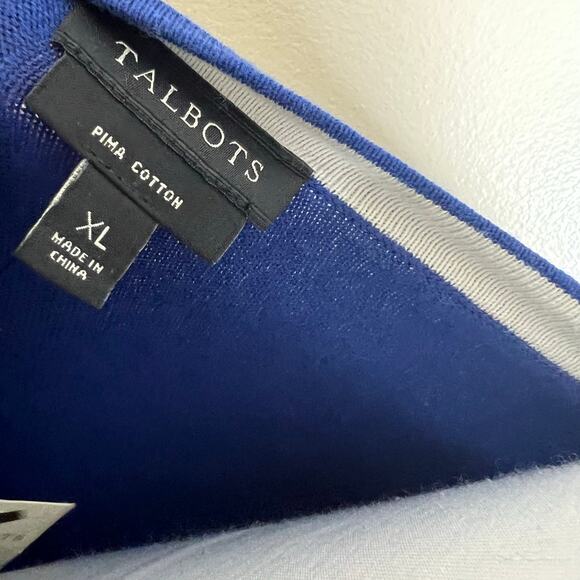 Talbots Pima Cotton Cardigan Sweater XL Blue 3/4 Sleeve Knit Button Minimalist - Picture 5 of 8